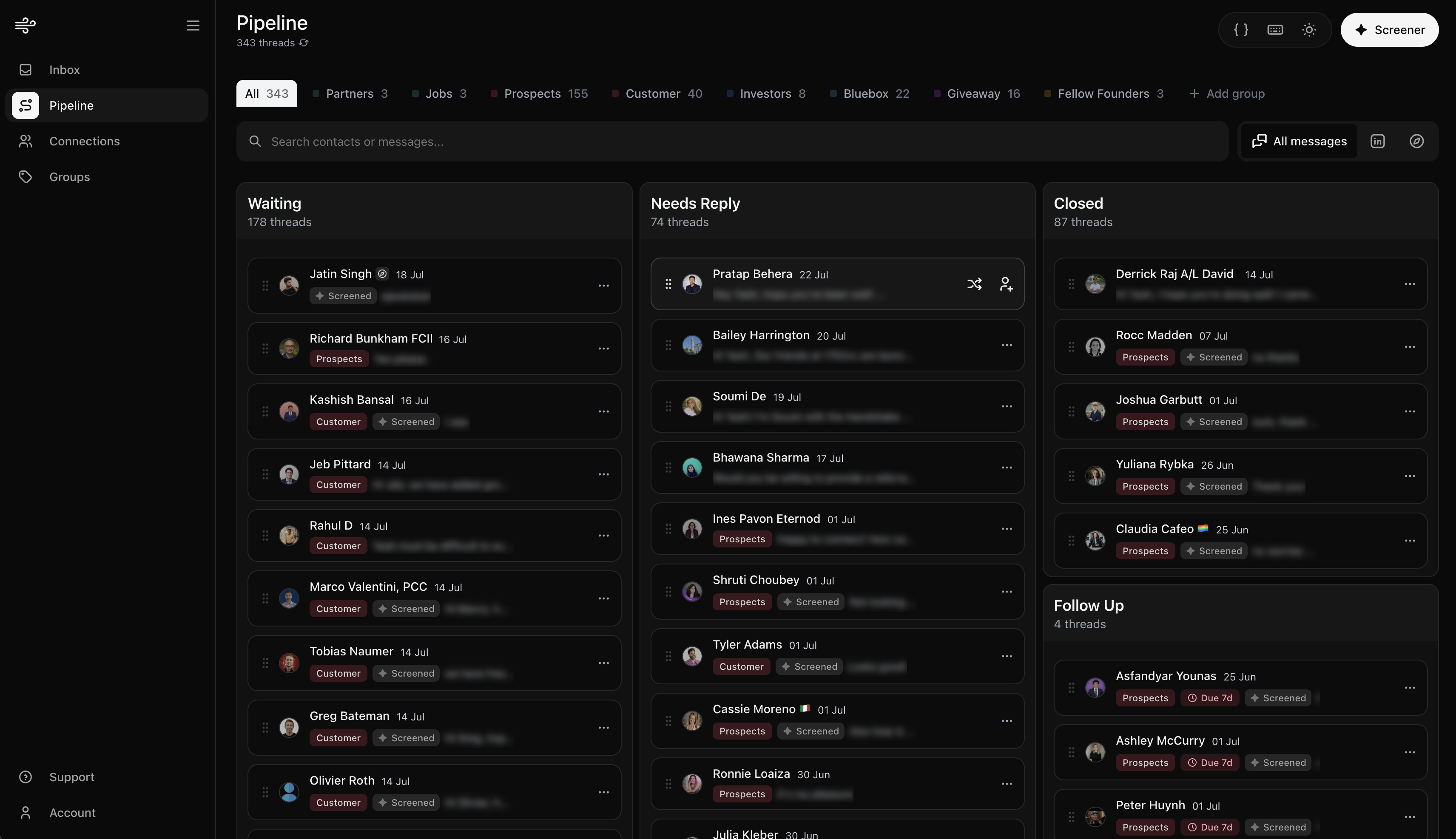 Pipeline screenshot in Narrow