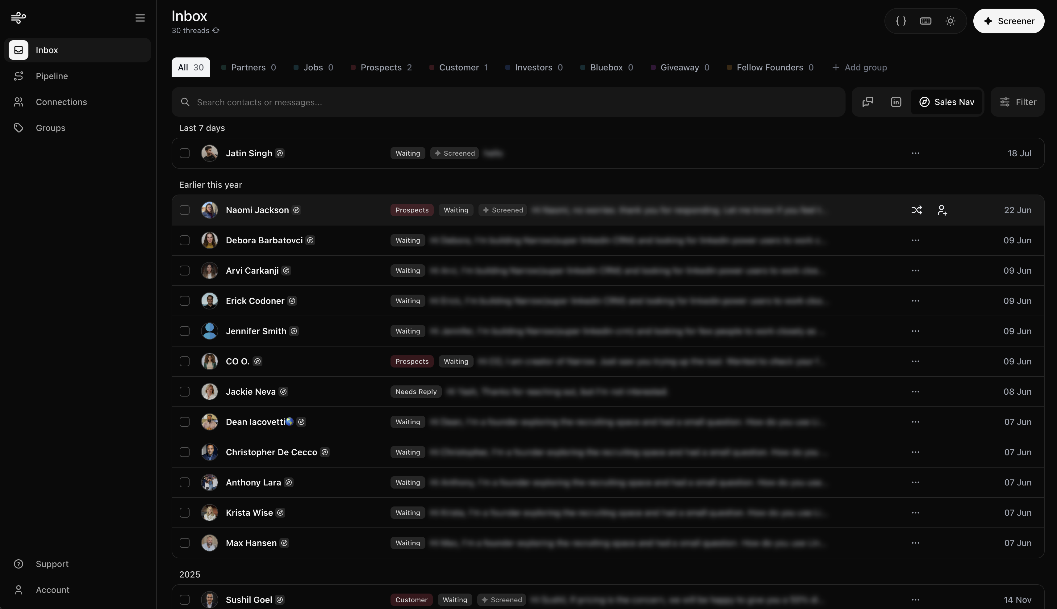 Sales Navigator screenshot in Narrow