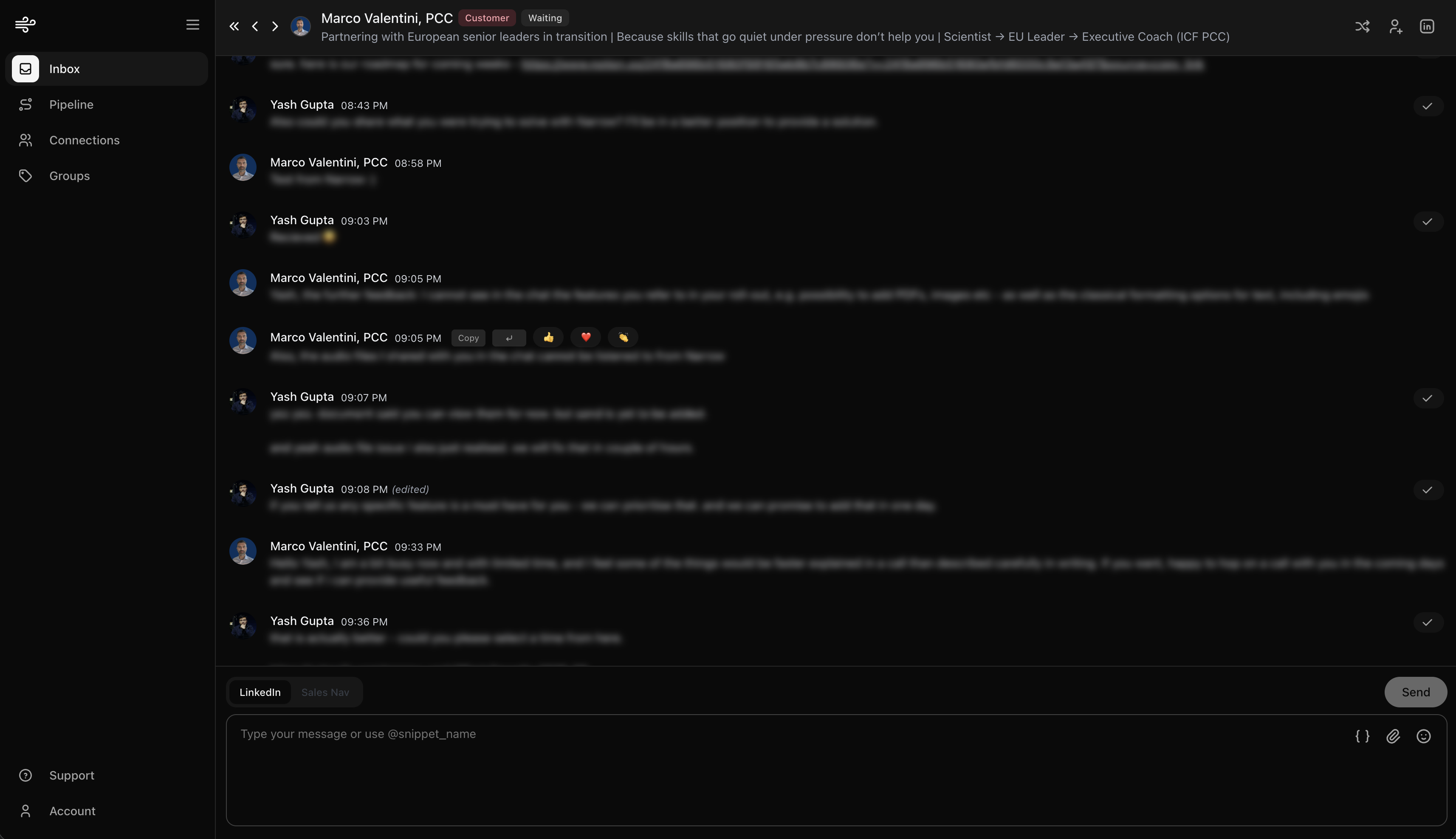 Messaging screenshot in Narrow