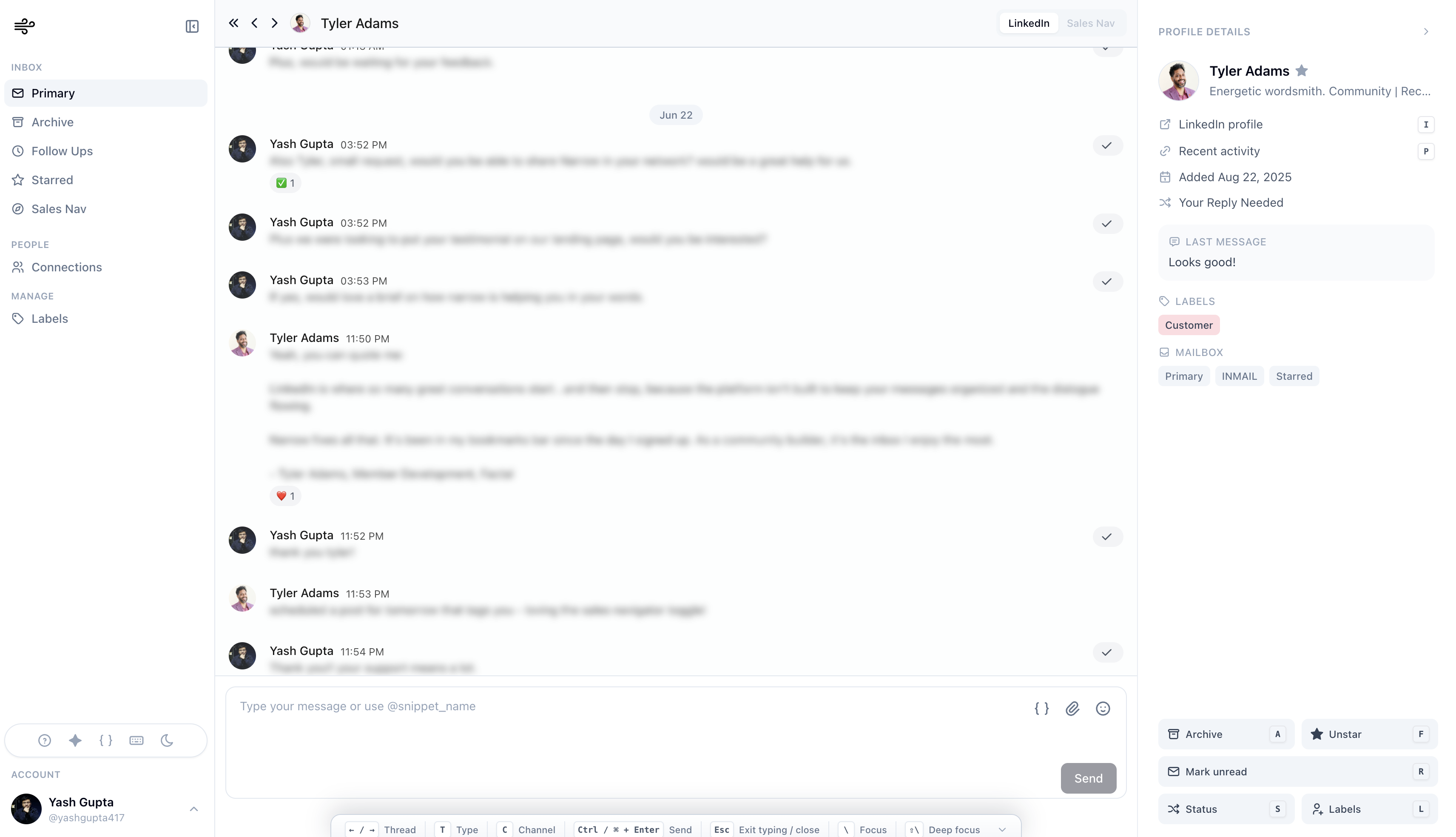 Messaging screenshot in Narrow