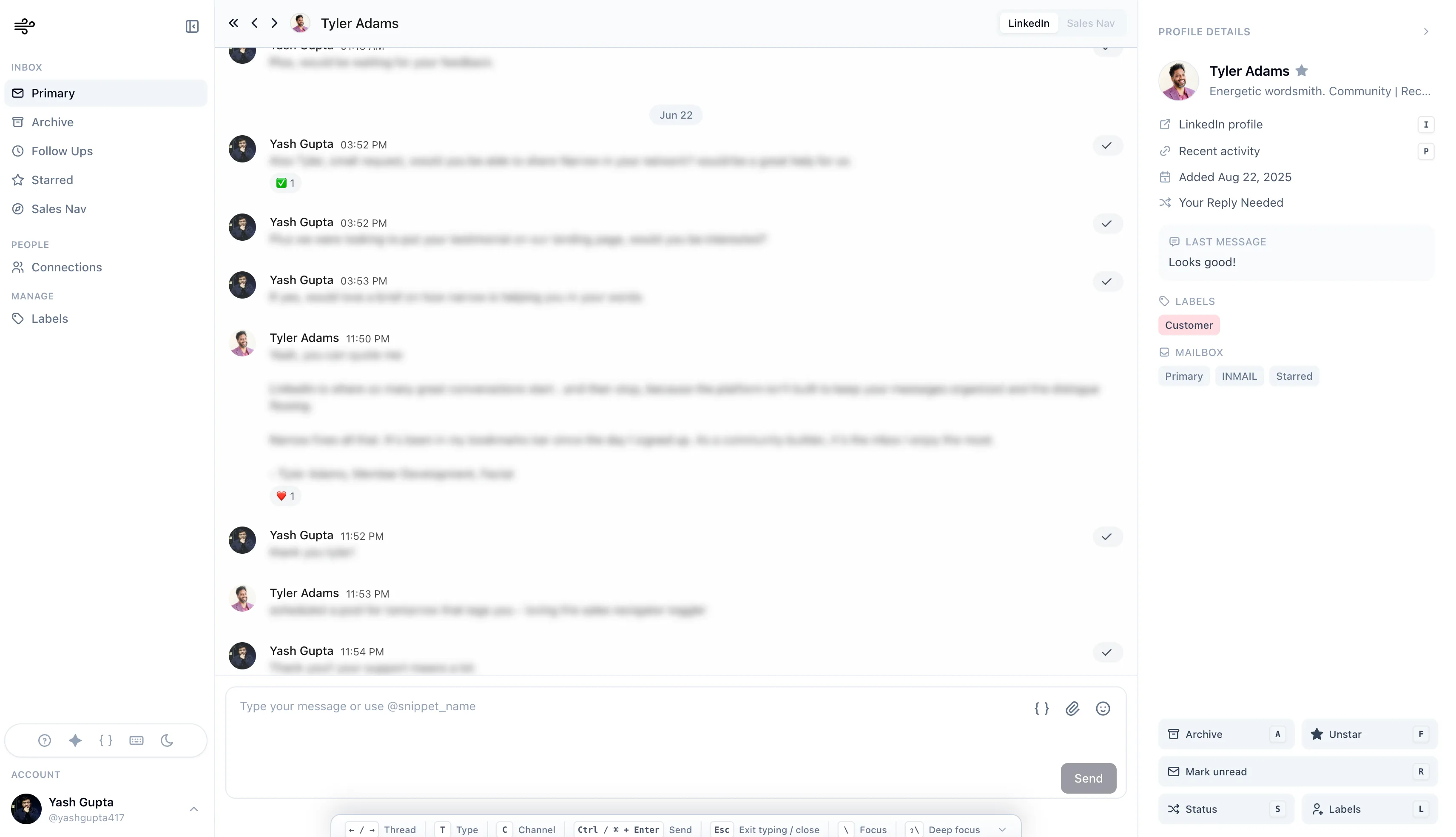 Messaging screenshot in Narrow